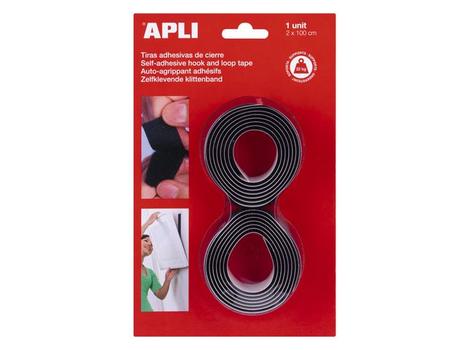 APLI Borrelås APLI m.tape 1m sort (2) (13656)