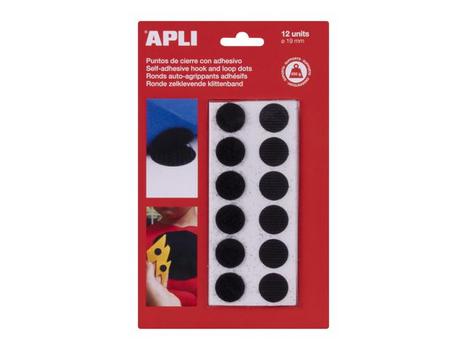 APLI Borrelås APLI m.lim rund Ø19mm sort (12) (13658)