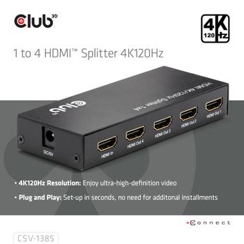 CLUB 3D 1 To 4 HdmiT Splitter 4K120Hz (CSV-1385)