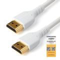 STARTECH Premium High Speed HDMI Cable with Ethernet - 2m 6.6ft White Durable HDMI Cord - Aramid Fiber - HDMI 2.0