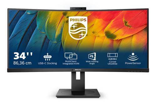 PHILIPS 34inch 3440x1440 100Hz VA CURVED H/A 180MM ULTRAWIDE USB-C DOCKING DISPLAY RJ45 PD 100W USB HUB SPEAKERS WEB CAM 5MP (34B1U5600CH/23)