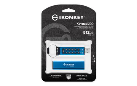 Kingston 512GB IronKey Keypad 200 FIPS 140-3 Lvl 3 Pending AES-256 Encrypted (IKKP200/512GB)