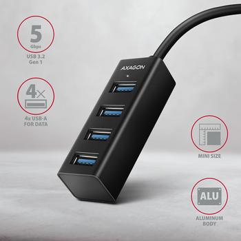 AXAGON HUE-M1AL Schnittstellen-Hub USB 3.2 Gen 1 (3.1 Gen 1) Type-A 5000 Mbit/s Schwarz (HUE-M1AL)