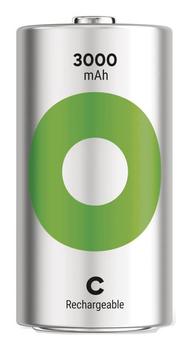 GP ReCyko Rechargeable Battery, Size C, 3000 mAh, 2-pack (201249)
