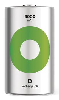 GP ReCyko Rechargeable Battery, Size D, 3000 mAh, 2-pack (201250)