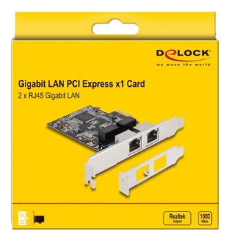 DELOCK PCI Express x1 Card to 2 x RJ45 Gigabit LAN RTL8111 (88615)