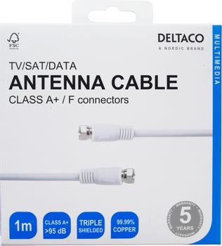 DELTACO ANTENNA CABLE, F-connector,  CLASS A+,  1M, WHITE (R00150010)