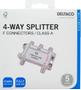 DELTACO 4-way splitter, F-connectors, 1 DC pass, ClassA