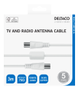DELTACO Antenna cable, 75 Ohm nickel-plated connectors, 3m, white