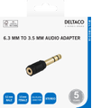 DELTACO Headphone adapter 3.5mm female - 6.3mm male, black