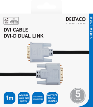 DELTACO DVI-D Dual Link cable, 1080p 60Hz, 1m, black (120002)