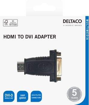DELTACO HDMI - DVI-D adapter, gold-plated connectors,  1080p, black (100020)