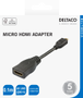 DELTACO HDMI - micro HDMI adapter, 4K UHD 30Hz, 0.1m, black