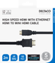 DELTACO HDMI - mini HDMI cable, 4K UHD in 60Hz, 2m, black