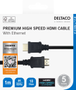 DELTACO Premium High Speed HDMI-kabel, 4K@60Hz, 1m, svart