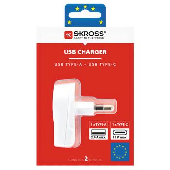 SKROSS Euro USB Charger - 1xUSB Type C / 1xUSB Type A (1302423)
