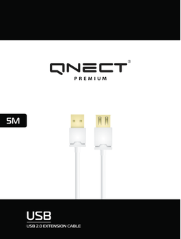 QNECT USB 2.0 Extension Cable A Male-A Female, 5m, White (101459)