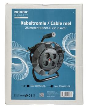 Nordic Quality Cable reel DK 4 x socket, H05VV-F, 2X1.0,  25m (DKH-007 25)