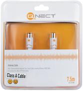 QNECT Antennkabel m/ferritspolar 90dB 100Hz, 7,5m, vit