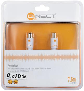 QNECT Antennkabel m/ ferritspolar 90dB 100Hz, 7,5m, vit (301800)