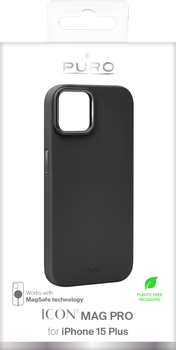 PURO iPhone 15 Plus silicon cover ICON MAG PRO, black (PUIPC1567ICONMPBLK)