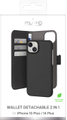PURO iPhone 15 Plus eco-leather detachable wallet case, black