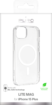 PURO iPhone 15 Plus LITE MAG TPU case, magnets, transparent (PUIPC1567LITEMAGTR)