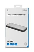 DELTACO USB-C dock, triple, 2x HDMI/DP, USB-C/USB-A/RJ45/SD/
