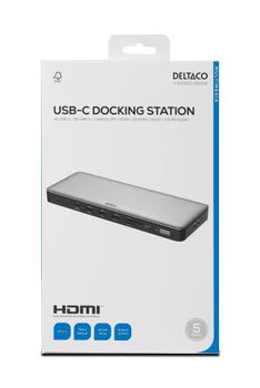 DELTACO USB-C dock, triple, 2x HDMI/DP, USB-C/ USB-A/ RJ45/ SD/ 3.5mm (USBC-HDMI29)