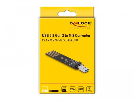 DELOCK Converter for M.2 NVMe PCIe or SATA SSD with USB 3.2 Gen 2 (64197)