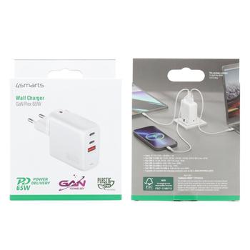 4smarts Charger GaN Flex 65W 2 USB-C+1 USB-A white (4S544065)