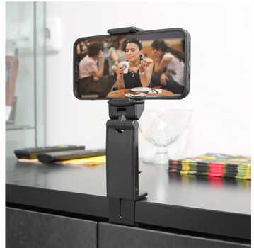 DELTACO Portable travel mount with clamp, for mobile phones, black (ARM-P100)