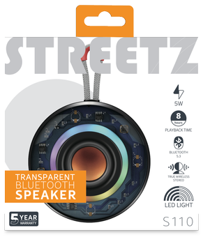 STREETZ S110 Transparent Speaker 5W (S110-BLK)