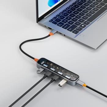 DELTACO Transparent USB-A hub, 5 Gbps, 4x USB-A (UH-736)
