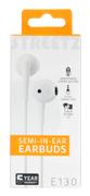 STREETZ E130 Semi-in-ear headset, answer button, 3.5mm, mic, white