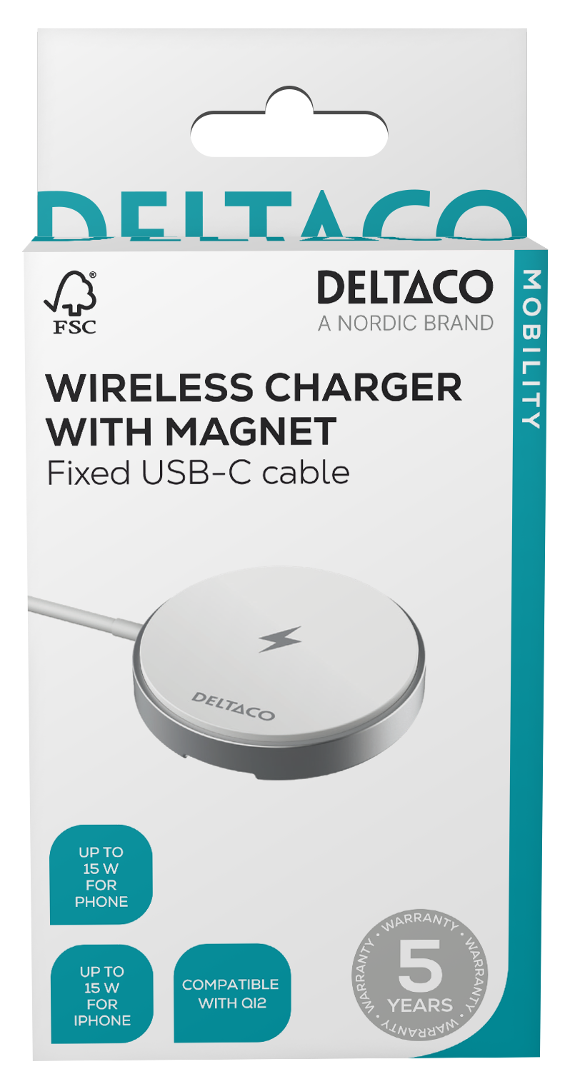 Deltaco Magnetic wireless charger  15W for iPhone 13/14/15/16