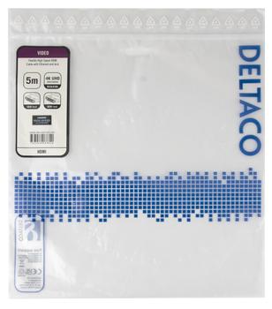 DELTACO High-Speed Flex HDMI cable, 5M, w/lock, 4K/30Hz, black (HDMI-1050D-FLEX-LOCK)