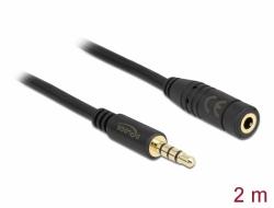 DELOCK Stereo Jack Extension Cable 3.5 mm 4 pin M-F 2m Black (84667)