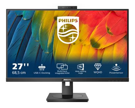Philips 27" QHD IPS-skjerm,  USB-C-dokkingstasjon Popup-webkamera med Windows Hello (27B1U5601H/00)