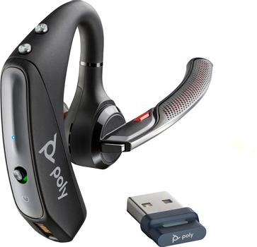 POLY Voyager 5200 UC - Headset - im Ohr - Bluetooth - kabellos, kabelgebunden - Adapter USB-A via Bluetooth - Schwarz - Zertifiziert für Microsoft Teams (7K2E1AA)