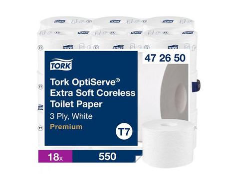 TORK Toiletpapir Tork OptiServe Extra Soft T7 hvid Premium 3-lags 472650 18rul/kar (472650)