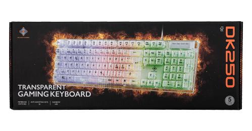 DELTACO DK250 Membrane keyboard in transparent design, Rainbow LED (GAM-181-T)