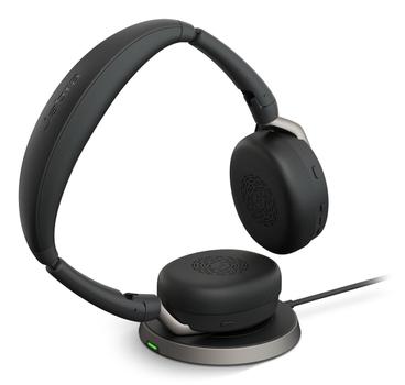 JABRA a Evolve2 65 Flex UC Stereo - Headset - on-ear - Bluetooth - wireless - active noise cancelling - USB-C - black - with wireless charging pad - Optimised for UC (26699-989-889)