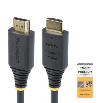 STARTECH 1m 3.3ft Premium Certified High Speed HDMI Cable 4K 60Hz/ 1440p 144Hz 18Gbps UHD HDMI 2.0 Cord TPE Jacket (HDMI2-CABLE-4K60-1M)