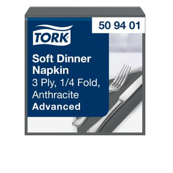 TORK 509401 Advanced Soft servietter 39x39cm antracit 100stk (509401*12)