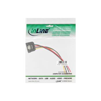 INLINE SATA Power Adapter Cable 4 Pin Molex to 15 Pin SATA with latch 0.3m (29670D)
