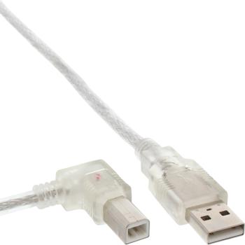 INLINE USB 2.0 Cable left angled Type A male to B male transparent 3m (34521L)