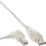 INLINE USB 2.0 Cable left angled Type A male to B male transparent 3m