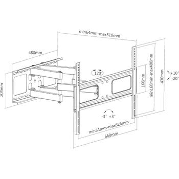 INLINE vægbeslag 37-70" eller max. 50kg (23110A)