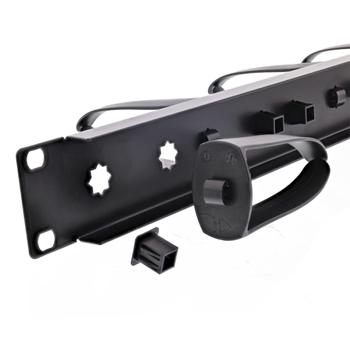 INLINE 19" cable management panel, 5 plastic brackets removable,  RAL 9005, black (19110W)